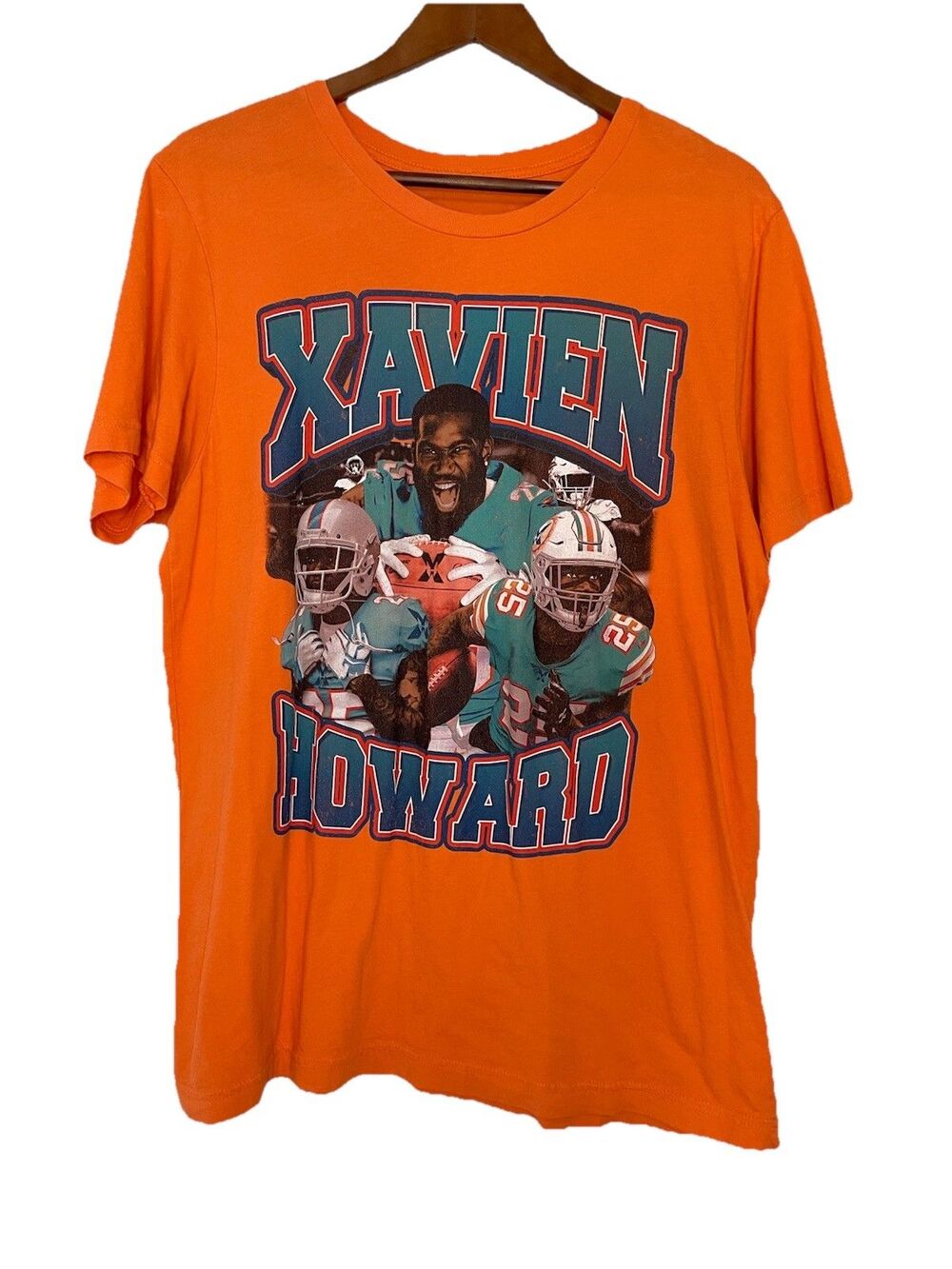 Xavien Howard Orange Tshirt Large Casual Graphic Miami Dolphins